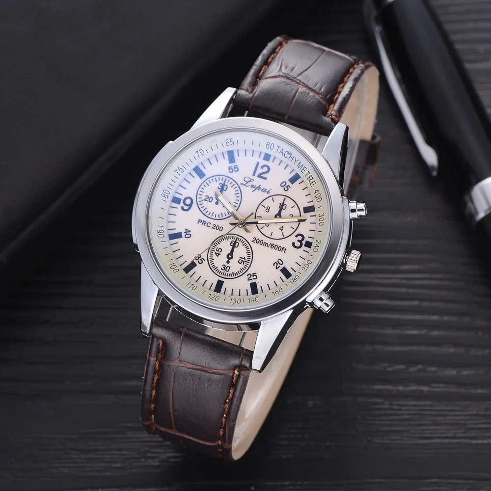 Lvpai Casual Quartz Leather Band Watch Analog Wrist Watch Grain leather three-eye watch For 2018 Ladies Fashion Clock