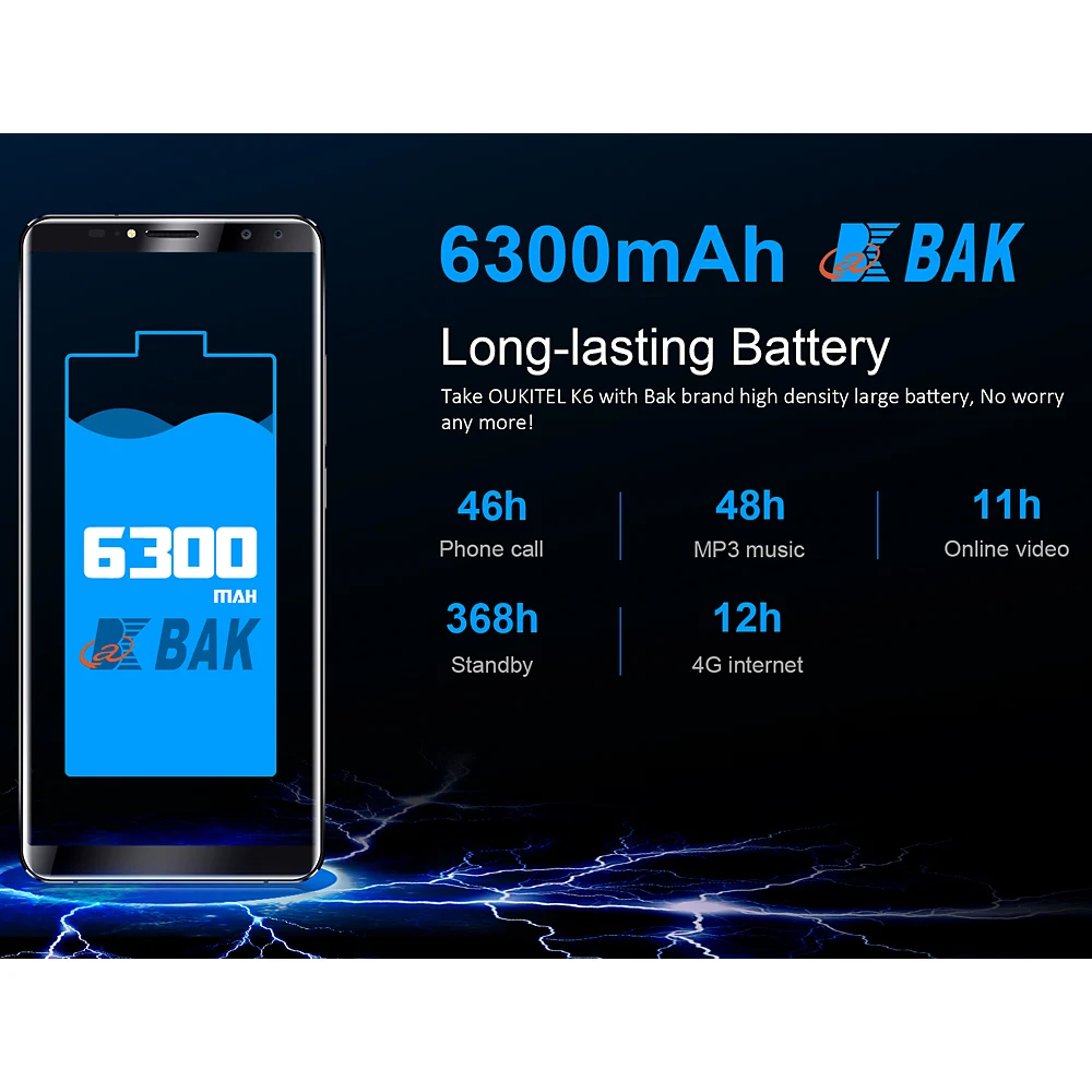 Oukitel K6 Уход за кожей лица ID 6300 мАч 4 г смартфон 6.0 &quot18:9 FHD + Android 7.1 mtk6763 Восьмиядерный