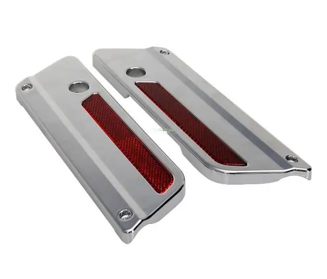 

Silver Saddlebag Latch Cover With RED Reflector Fit Harley Touring Electra Glide