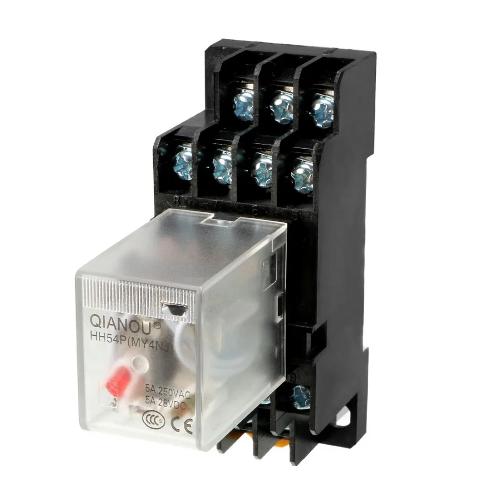 Uxcell AC 24/110/120 в катушки красный индикатор 8/14 булавки 4P4T/DPDT электромагнитный общего назначения мощность реле + разъем база 1 шт