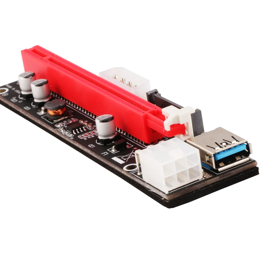 Ubit VER103C 3в1 светодиодный Riser power PCI-E Riser Card 4pin 6pin Sata 15PIN PCI Express 1X to 16X удлинитель для Bitcoin Miner