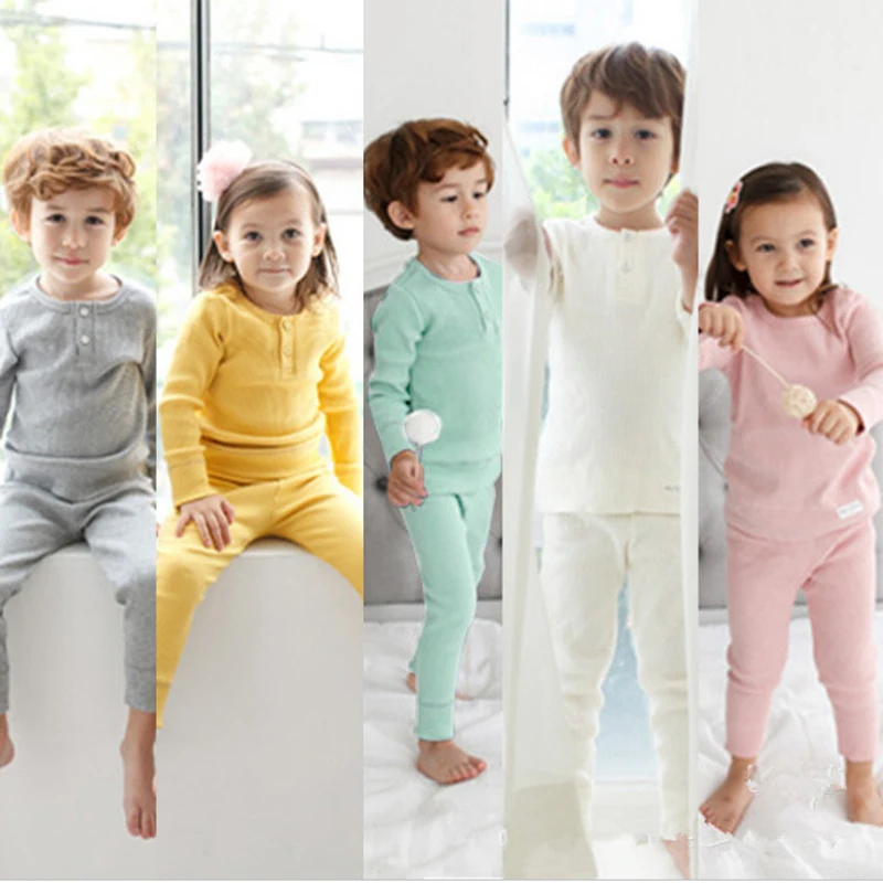 

2018 Boys Clothing Set Spring Autumn Cotton Baby Boy Girl Sets Children's Pajamas Suit Solid Color T-shirts+Pants 2Pcs Tracksuit