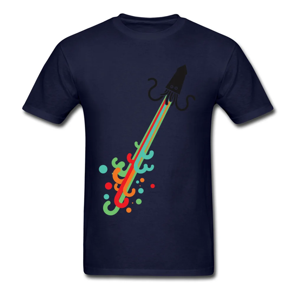 Fashion Men T Shirt Kraken cracking rainbow Europe Tops Shirts 100% Cotton Fabric Short Sleeve Camisa Tshirts O Neck Kraken cracking rainbow navy