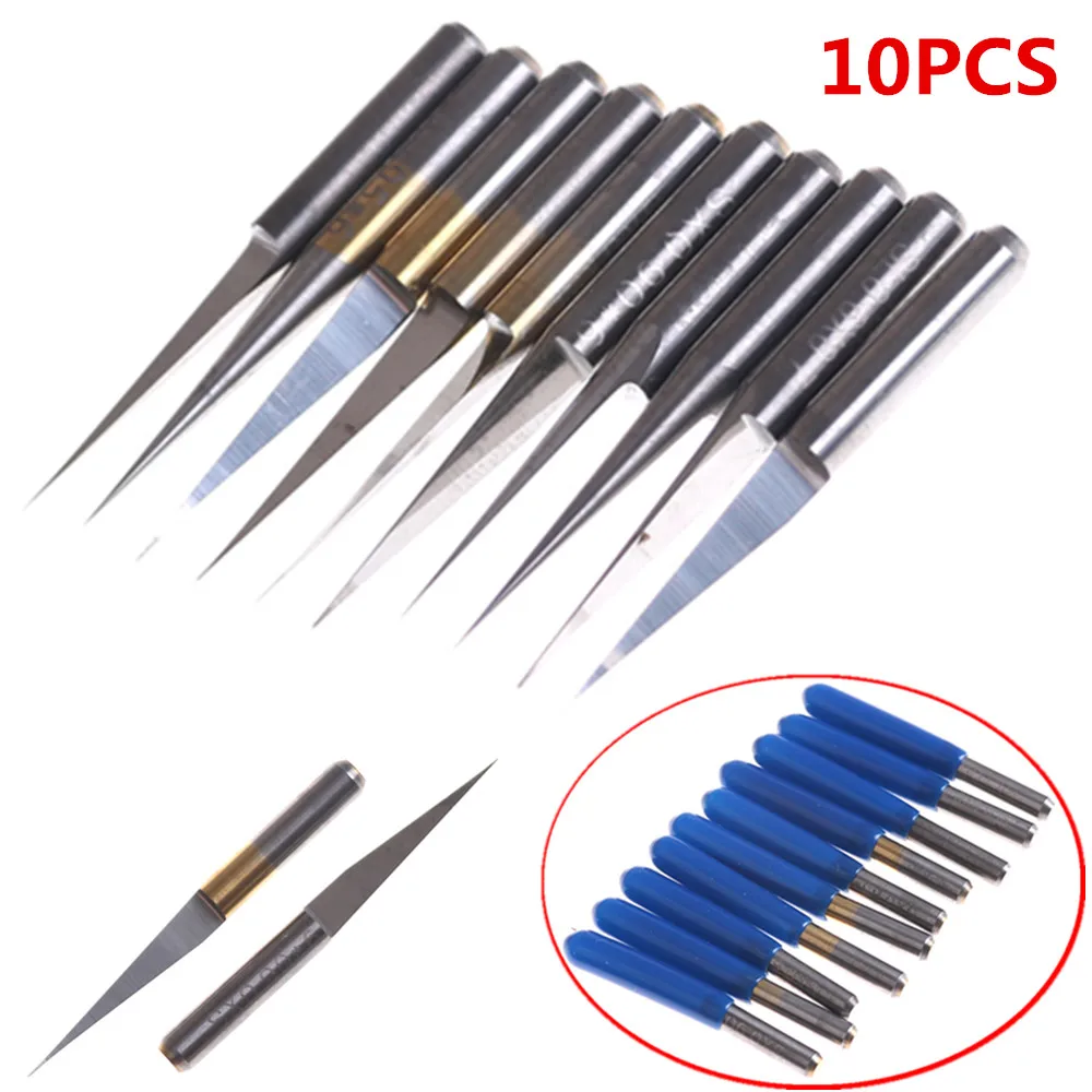 10PCS 3.175mm Carbide PCB Engraving Bits CNC Router Tool 0.1mm