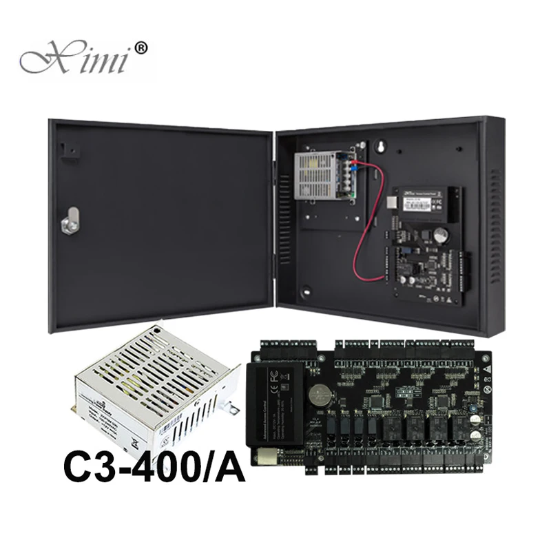 C3 четыре двери Система контроля доступа ZK карта контроля доступа для 4 дверей с кнопкой выхода, Электрический удар и 125 кГц карта считыватель