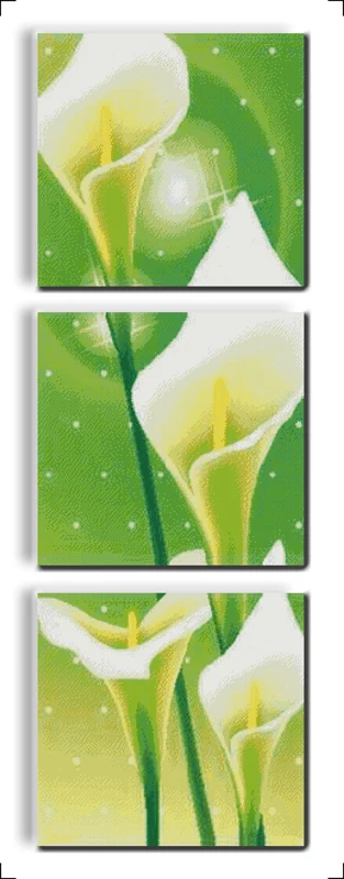 

Common calla (triptych) Flower DMC Cross Stitch DIY Needlework 14CT11CT Counted China Cross Stitch Kits for Embroidery Chinese