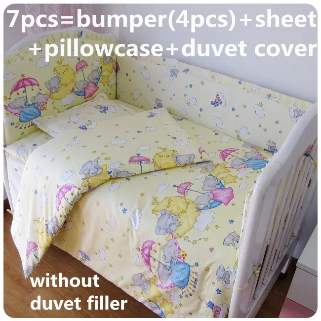 Discount! 6/7pcs Baby Crib Bedding Infant Children's Bed Sheets Baby Bed Comforters Cot Quilt Cover ,120*60/120*70cm