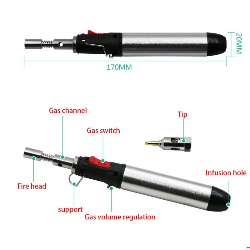 HT-1937 Газовый паяльник с пламенем и Бутаном, 12 мл, заполняющая емкость, ручка, фонарь, инструмент для сварки, пайки