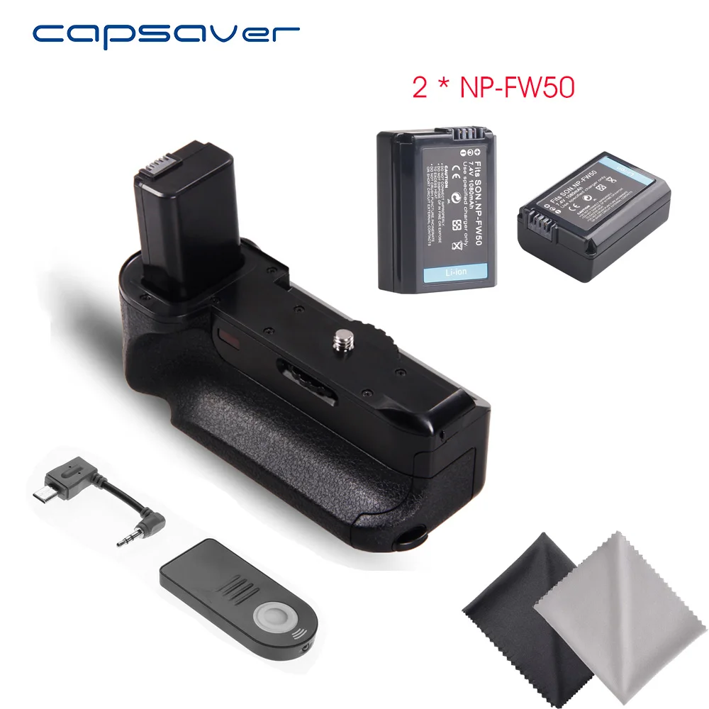 

capsaver Vertical Battery Grip Holder with 2pcs NP-FW50 Batteries for Sony A6000 Multi-power Handgrip Battery Set