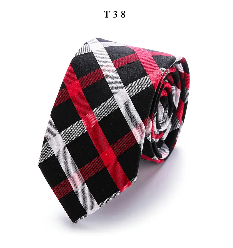 Новинка, модный тонкий хлопковый галстук 6 см, узкий галстук в полоску, обтягивающие галстуки для мужчин, деловой дизайнерский галстук, Прямая поставка - Цвет: T38