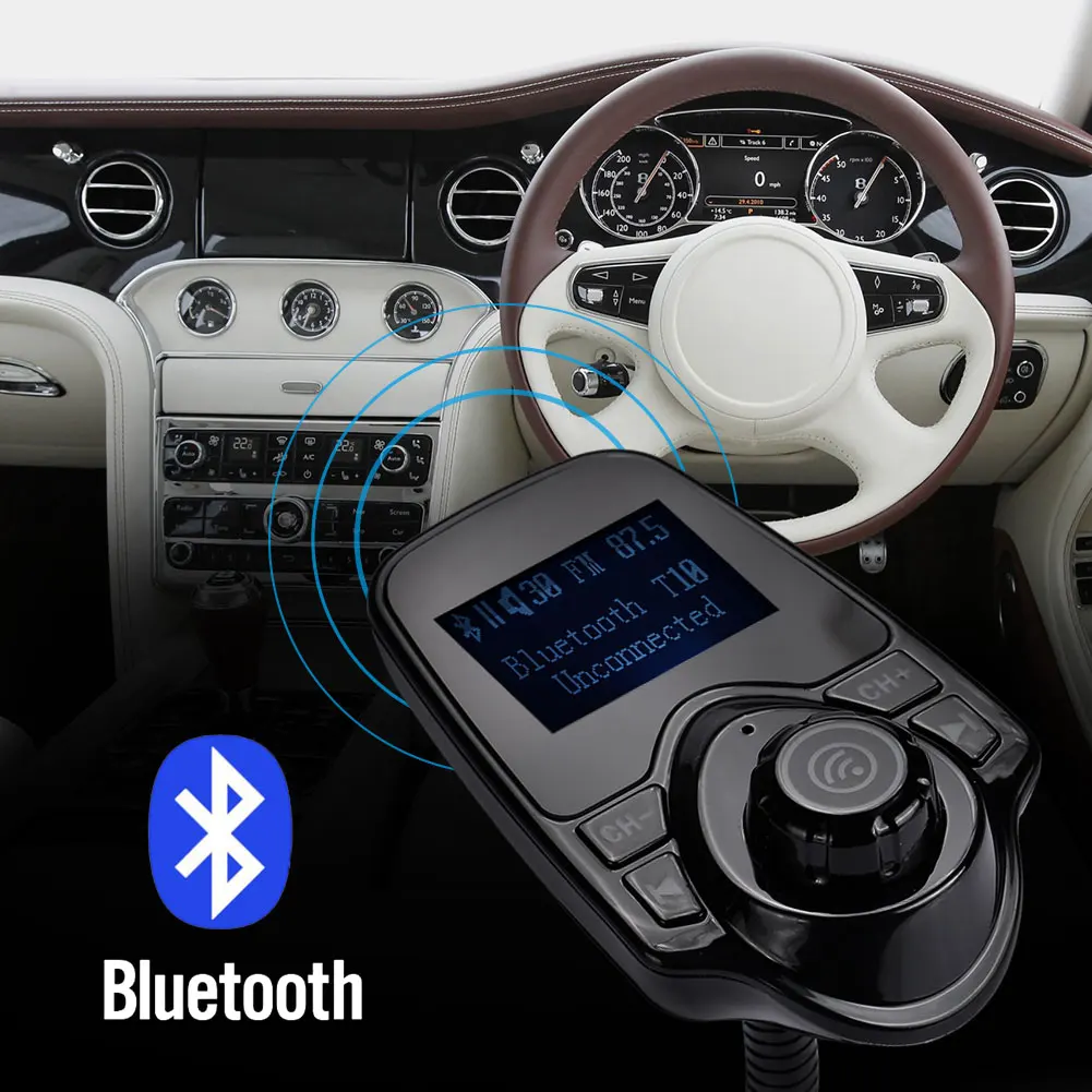VEHEMO Bluetooth fm-передатчик аудио автомобиля mp3 плееры беспроводной в автомобиле FM модулятор музыка зарядное устройство Радио адаптер с ЖК-дисплей