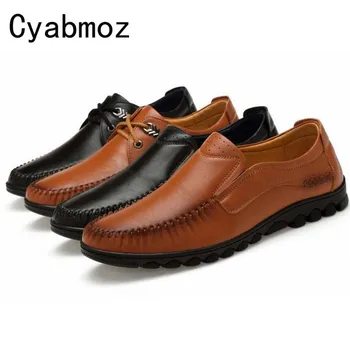 

New Mens Flats Big Size 38-47 Genuine Leather Soft Oxfords Mens Dress Shoes Vintage Formal Shoes Slip On Man Moccasins Loafers