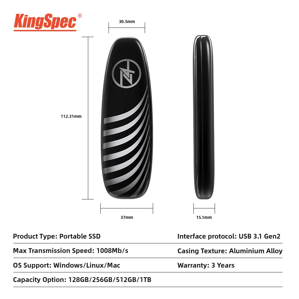 KingSpec внешний SSD 250 gb Портативный SSD 500 gb диск 120 gb hdd 1 ТБ SSD USB3.1 Тип-c твердотельный диск hd USB3.0 для ноутбука