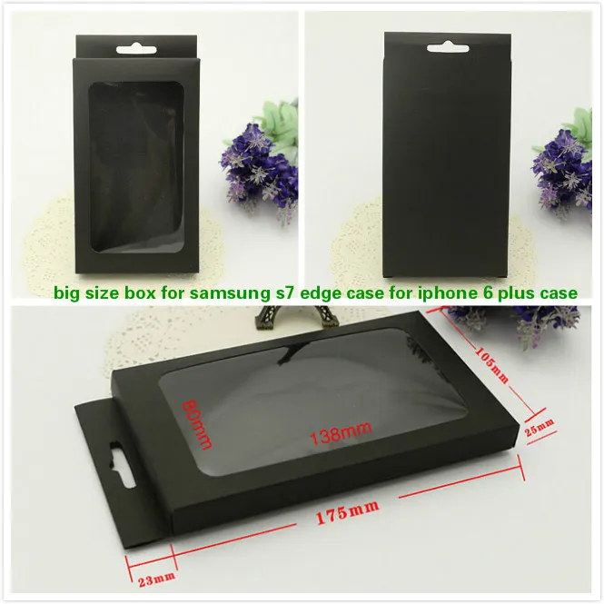 

black krafft retail packing box with inner tray for samsung s6 s7 s7 edge note7 leather case for iphone 7 6 plus hard back cover