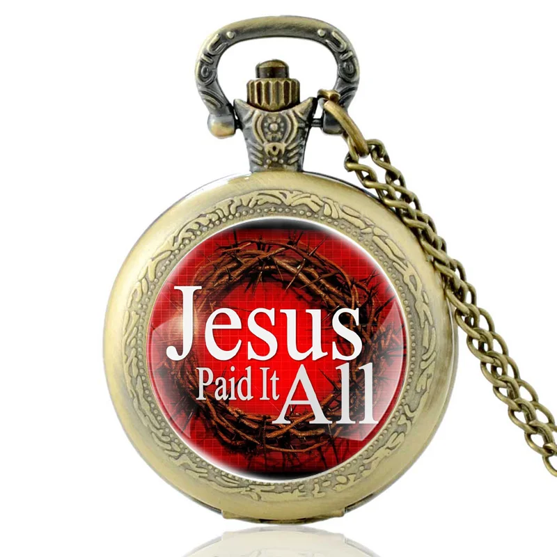 Модные кварцевые карманные часы Black Jesus Paid It все модные Библейские стихи