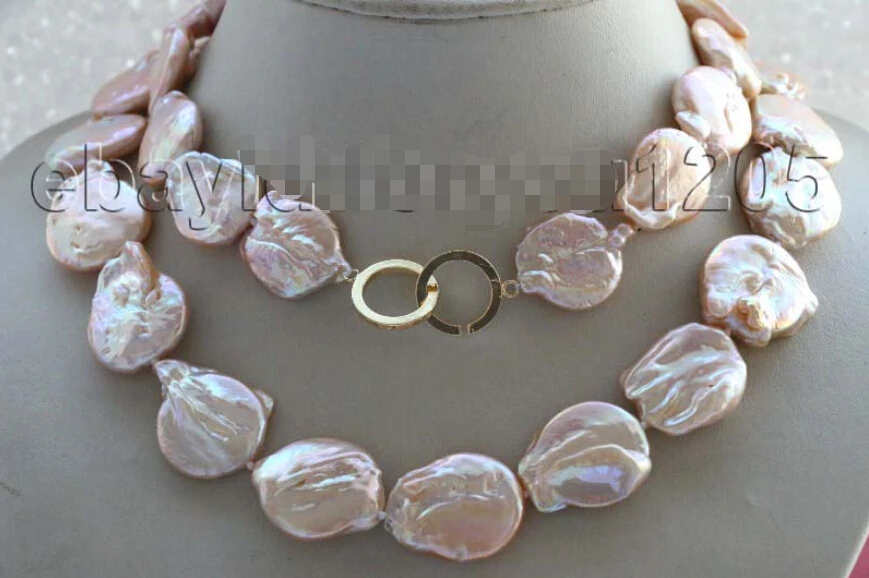 

A 32" Genuine Natural 26mm Pink Reborn Keshi Pearl Necklace 14KGP #f1971!