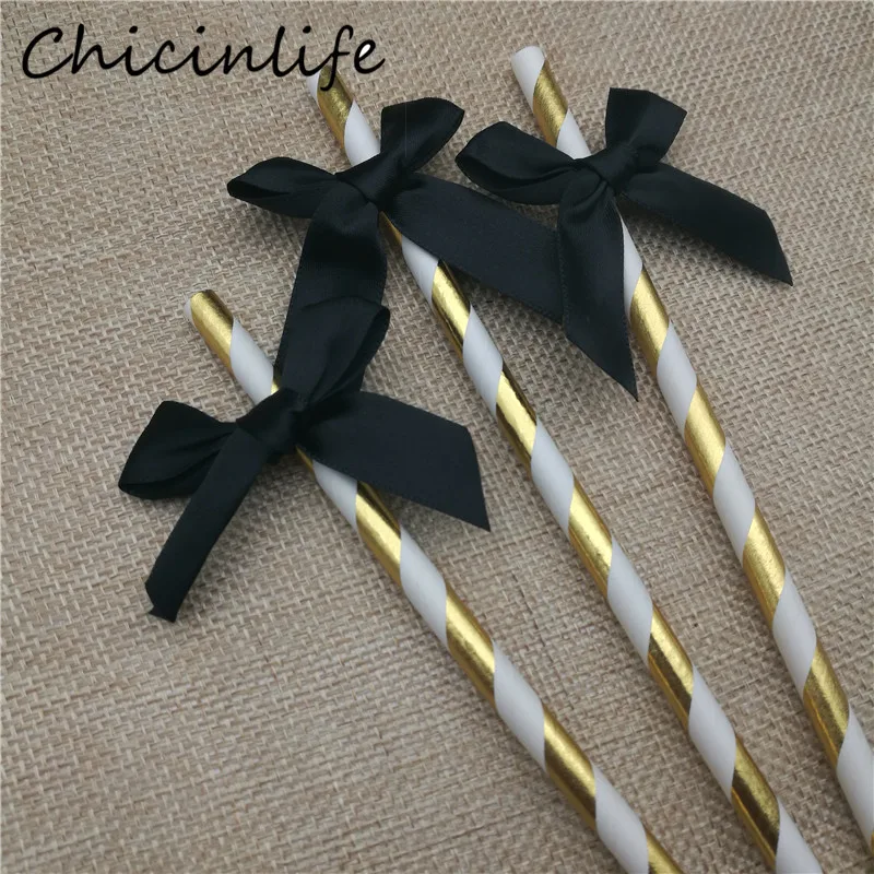 Chicinlife 10 шт., белый/черный/розовый/синий бант, бумага для питья, соломинки, вечерние, для детского душа, для свадьбы, юбилея, пол, открытые принадлежности