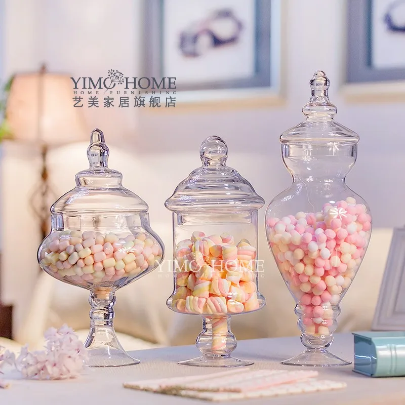Large Radish European Transparent Candy Jar Glass Tank With Lid