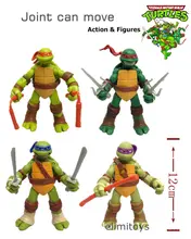 4pcs/set Turtles Action Figure PVC 12cm Collection Model Toys Animation Toys Joint Can Move Japanese Anime Figures Kids Gifts