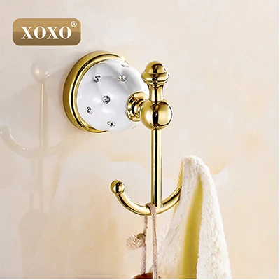 XOXONew роскошный дизайн крючок для халата, крючок для одежды, Твердый латунный строительный Золотой/Розовый Золотой отделка Аксессуары для ванной 10082GT - Цвет: golden