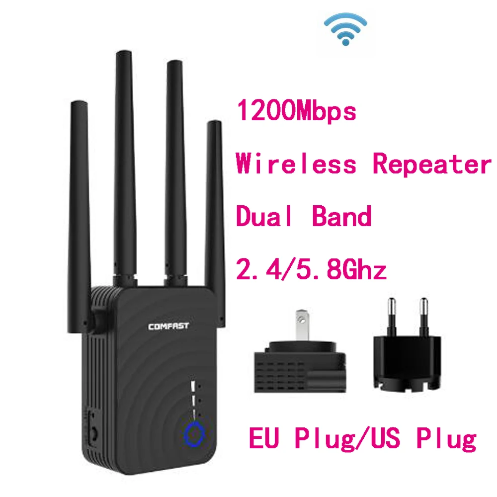 

1200Mbps Wireless Wifi extender Wifi Repeater/Router Dual Band 2.4&5.8Ghz 4 Wifi Antenna long Range Signal Amplifier