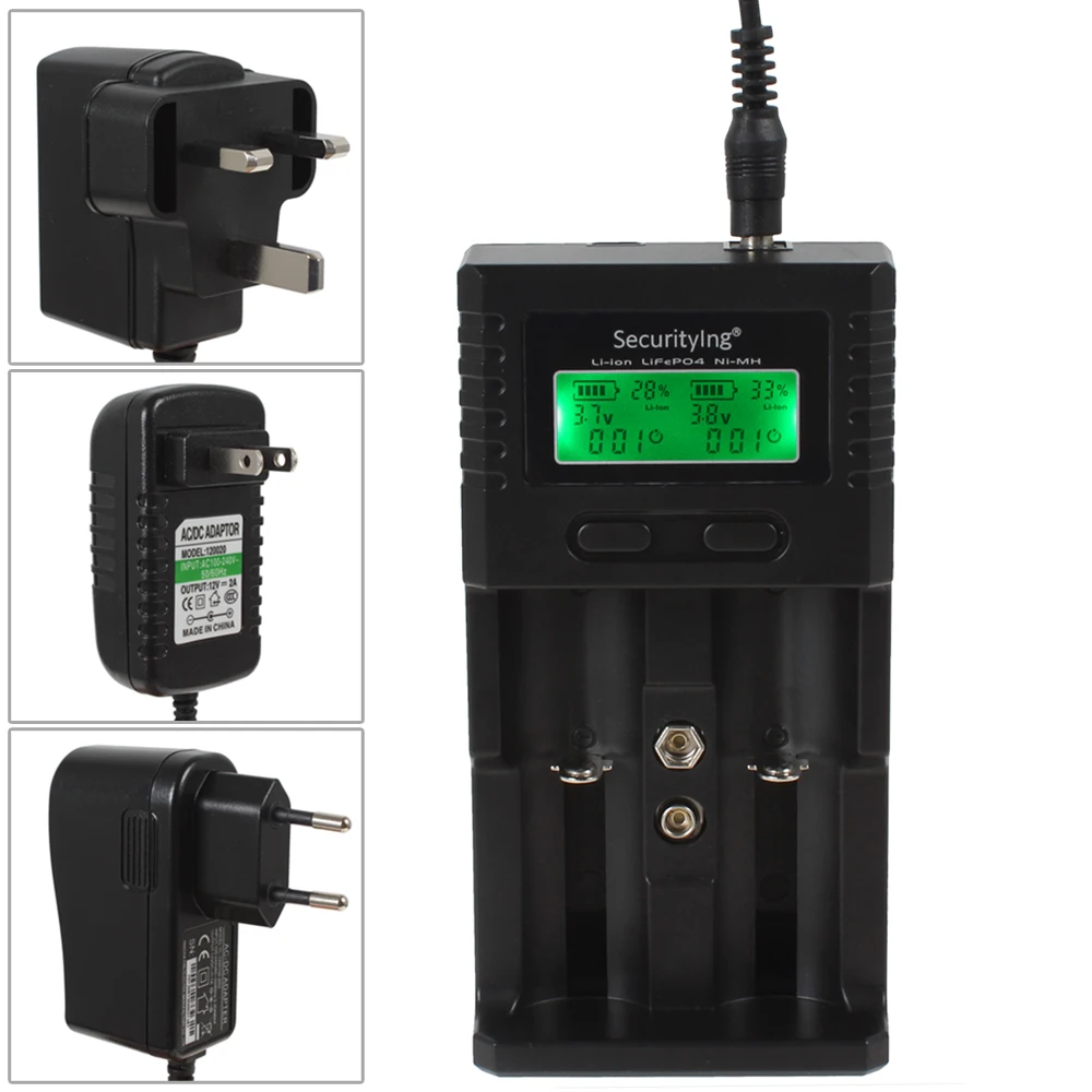 Безопасное зарядное устройство с ЖК-дисплеем с usb-кабелем для литий-ионного Ni-MH LiFePO4 26650 18650 16340 18350 AA AAA батареи