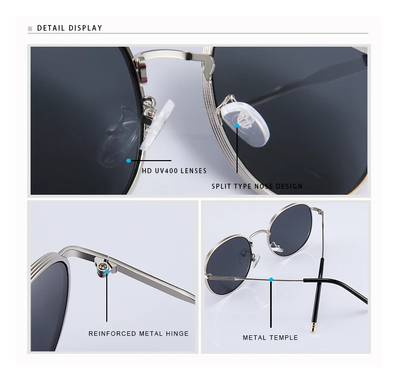 CONCHEN 2019 Новая мода Круглый винтажная, брендовая, дизайнерская солнцезащитные очки для Для мужчин Для женщин, металлическая оправа, очки UV400