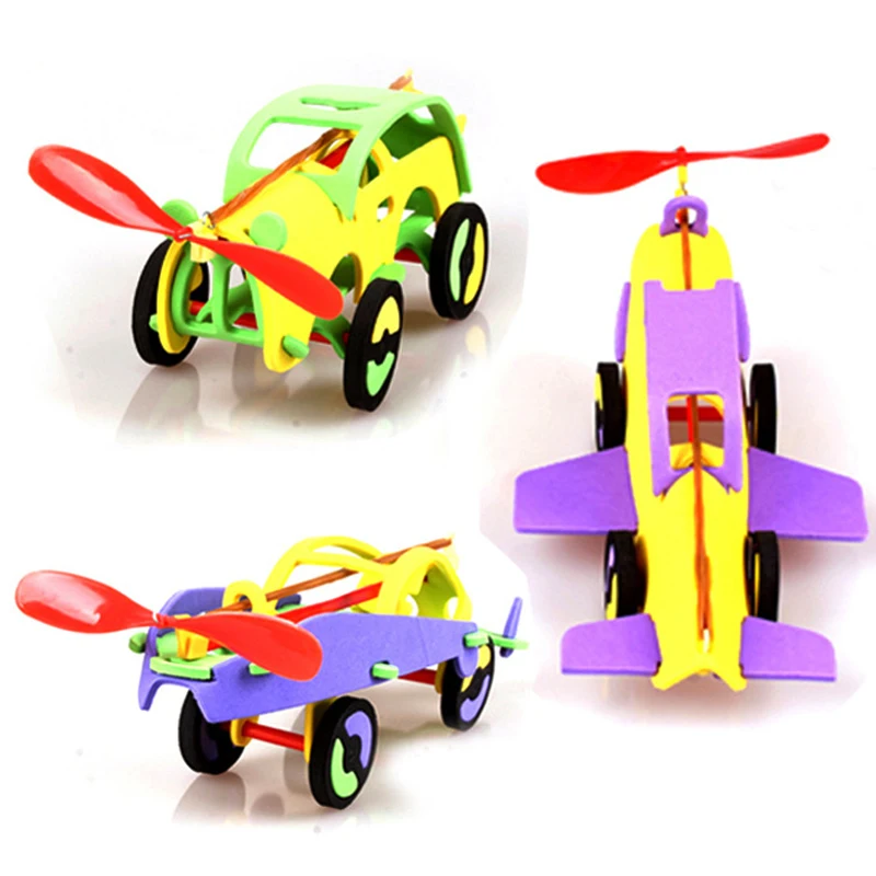 DIY buliding model Rubber Band Airplane Rubber toy EVA Racing car Paper Jet Glider model airplane