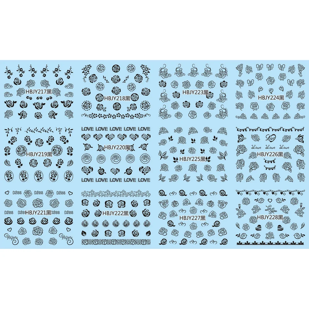 Самоклеящиеся 3D Наклейки для дизайна ногтей 12 листов золотистые серебристые
