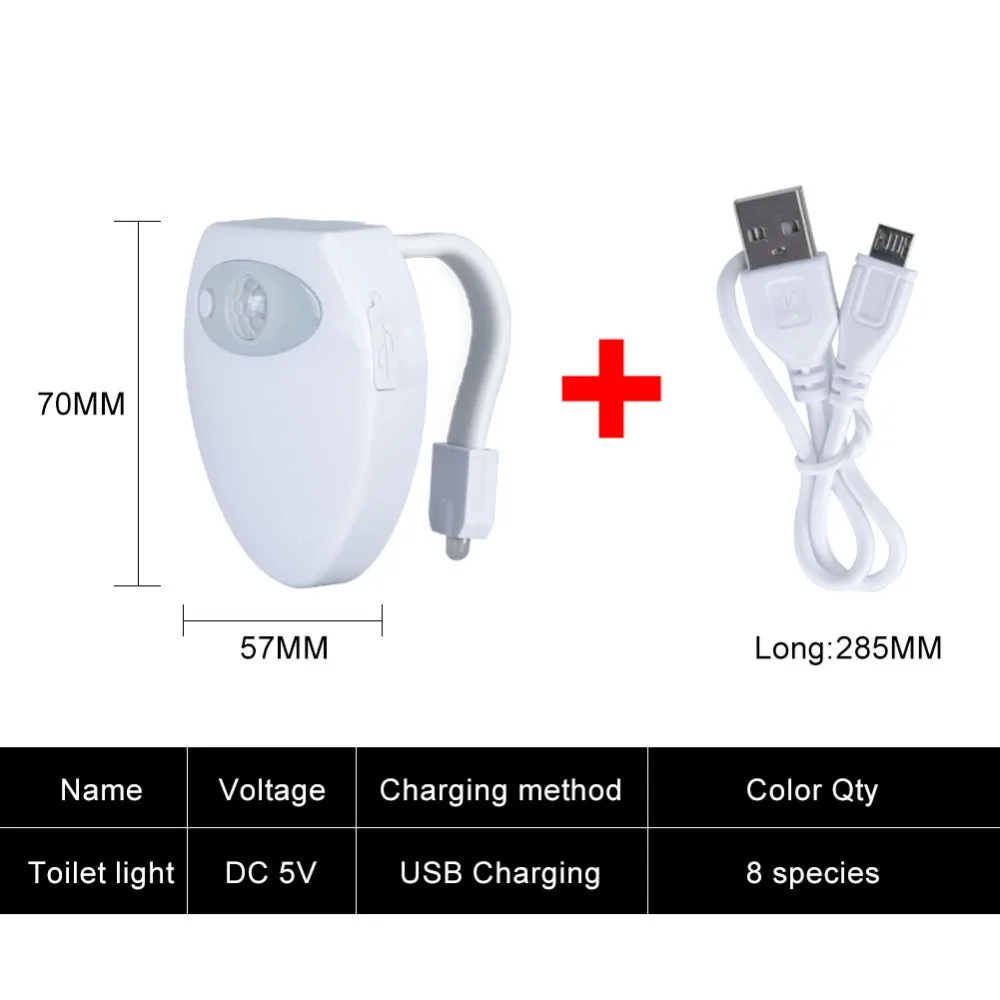 USB Перезаряжаемый задний светильник для унитаз ванной комнаты туалет с датчиком
