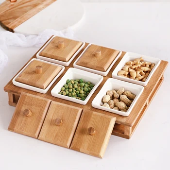 

Japanese Living Room Dried Fruit Plate with Lattice and Covered Dried Fruit Box Snack Plate, Fruit Plate, Candy Box, Salad bowl