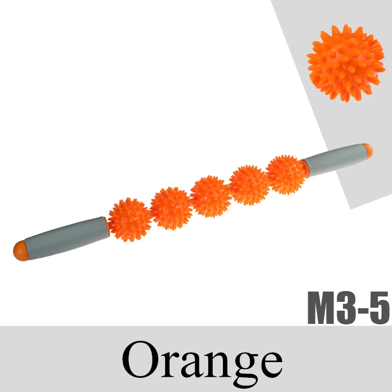 Массажная палочка для йоги для спортзала расслабляющий валик для мышц 5 шипованных шариков анти целлюлит похудение триггер точка ролик мышечное Расслабление тела инструмент - Цвет: Золотой