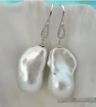 

noble jewelry GORGEOUS! Natural Rare white 11-12mm baroque pearl earring
