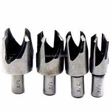

4pcs Carpentry Wood Plug Cutter Cutting Tool Drill Bit Set 5/8" 1/2" 3/8" 1/4" Tapered Claw Type Drill Bit Chamfer Cork Drills