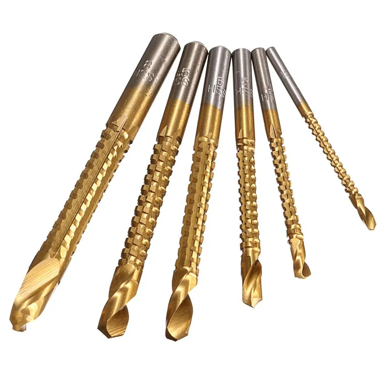 

6Pcs Power Drill & Saw Set HSS Steel Titanium Coated Woodworking Wood Drilling Twist Drill Bit 3mm 4mm 5mm 6mm 6.5mm 8mm Tool