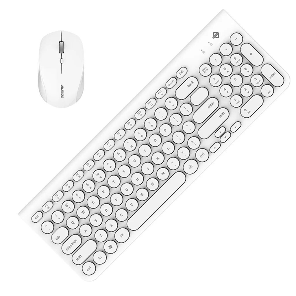 Wireless Keyboard Mouse Set Gaming Combo Bundle for Computer Laptop White