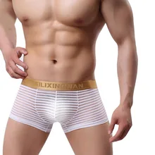 KWAN. Z нижнее белье для мужчин gay cueca полосатые сетчатые прозрачные мужские трусы-боксеры мужские боксеры calzoncillos hombre ropa interior