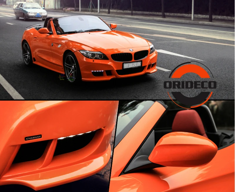 orange highly glossy vinyl car wrapping 2
