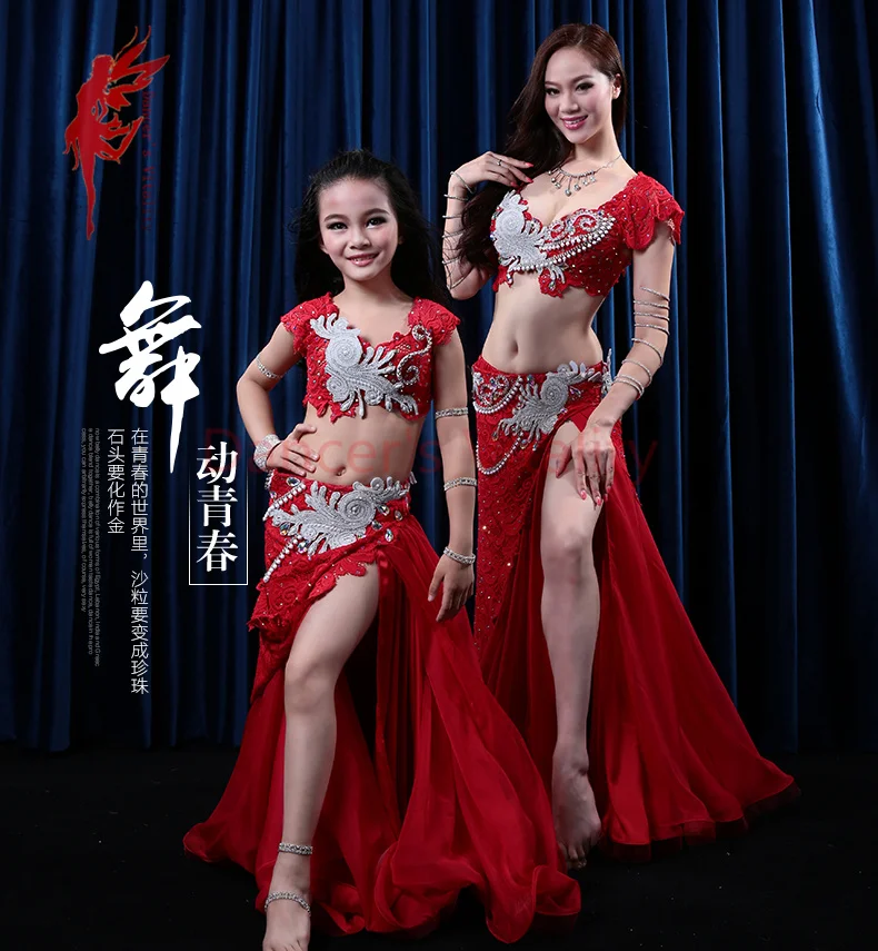 

NEW! women and girls lace belly dance costumes for gilrs embroidery short top+long skirt suit women stage belly dance suits