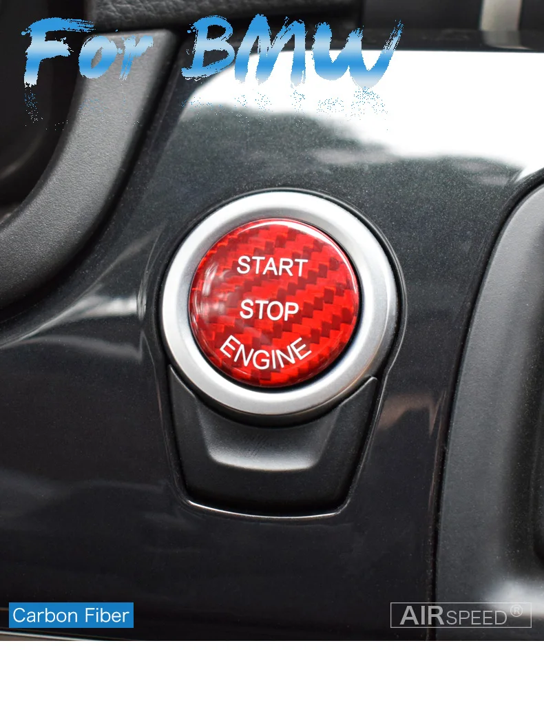 Airspeed for BMW E70 E71 F25 F26 F01 F20 F21 F30 F10 Carbon Fiber Car Engine Start Ignition Button Cover Stickers Interior Trim (1)