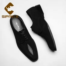 Sipriks/черная обувь из кожи ската с принтом; Мужская официальная обувь; обувь на резиновой подошве; деловые костюмы; Мужская обувь; большой размер 44