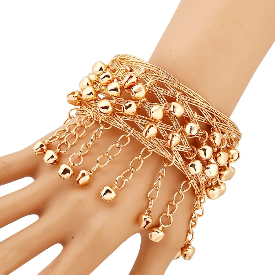 SHEEGIOR Gold Small Bells Open Bracelets Bangles for Women Indian Jewelry Ethnic Hollow Big Cuff Arm Bracelet Bangle Accessories - Image 6