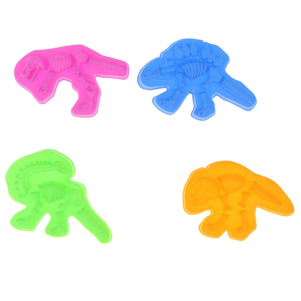 4Pcs Dinosaur Bone Mold Toy for Toddlers, Kids Summer Beach Sandcastle Toy for Fun - Size 11 x 8 x 1 cm/ 4.33 x 3.15 x 0.39 in