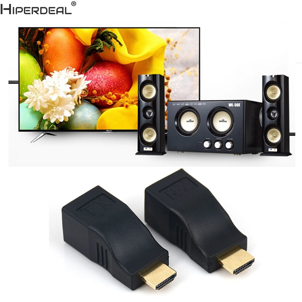 

HIPERDEAL HDMI Over RJ45 CAT5e CAT6 UTP LAN Ethernet Balun Extender Repeater - 1080p3D HD Oct30 HW