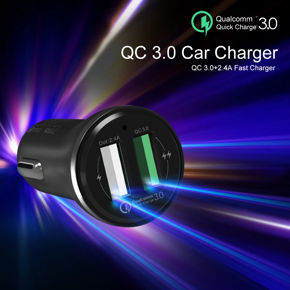 SeenDa سيارة شاحن USB مزدوج سريعة تهمة 3.0 الهاتف المحمول شاحن مع كابل سريع سيارة شاحن سامسونج Xiaomi اللوحي شحن