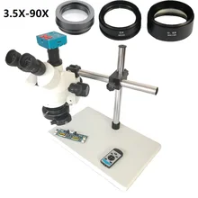 1080P 30MP HDMI USB C Mount Video Camera 3.5X-90X simul-focal Continue Trinocular Microscope Phone Soldering PCB Repair Tools цена 1080P 30MP HDMI USB C Mount Video Camera 3.5X-90X simul-focal Continue Trinocular Microscope Phone Soldering PCB Repair Tools цены онлайн