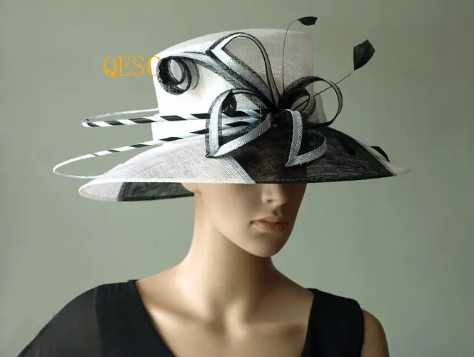 black and white wedding hat