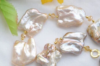 

huij 001868 21"big PINK LAVENDER BAROQUE KESHI REBORN PEARL citrine NECKLACE