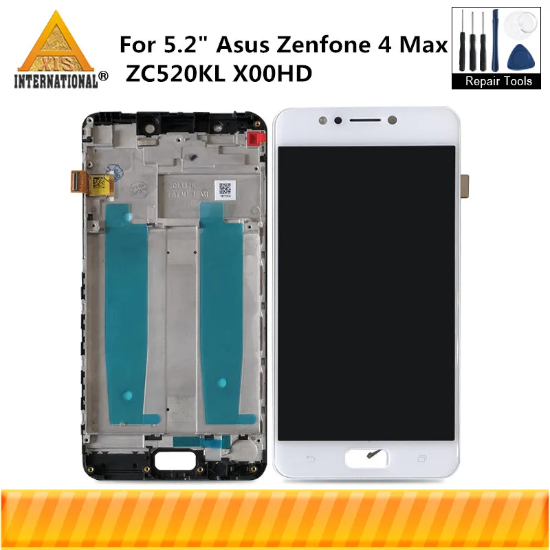 Axisinternational для 5," Asus Zenfone 4 Max ZC520KL X00HD ЖК-экран+ сенсорная панель дигитайзер с рамкой для ZC520KL