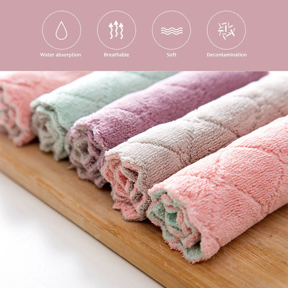 5PCS Super Absorbent Microfiber Kitchen Dish Cloth Clean Hous Towel L6C0 Z6F4
